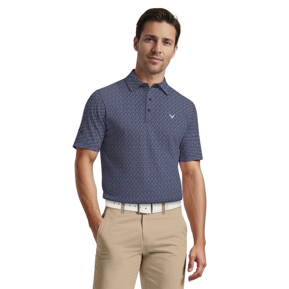 NWT Callaway Mens Performance Stretch Polo Shirt Navy Blue Large